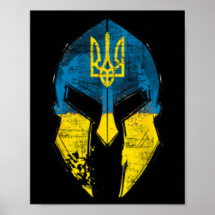 Poster Camisa da Ucrânia Esparta Capacete Brasão da Ucrân