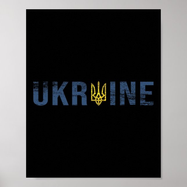 Poster Camisa da Ucrânia Tryzub Tridente Emblema Militar  (Frente)