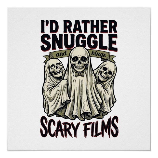 Pôster Camisa de Abraço de Terror Filme Noturno de Caveir (Frente)
