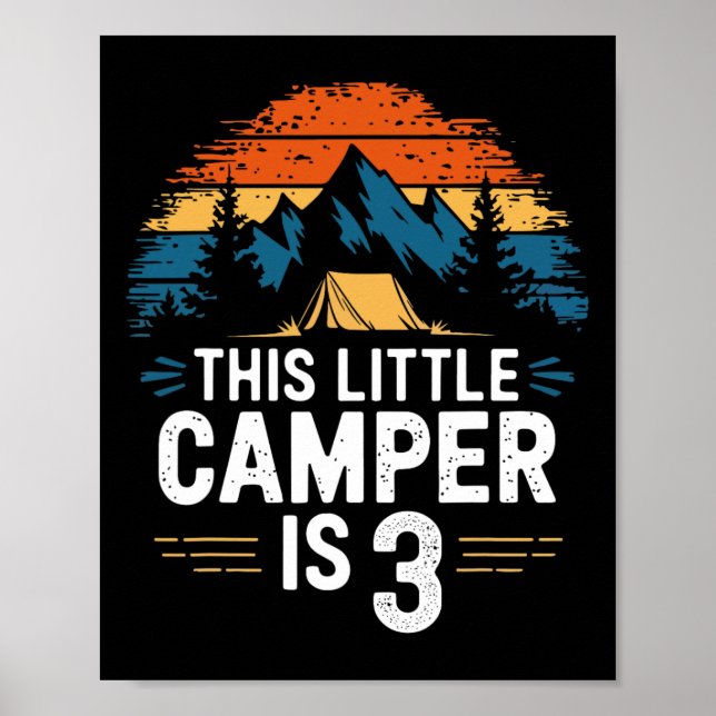 Poster Camisa de Acampamento de 3º Aniversário para Crian (Frente)