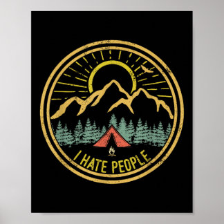 Poster Camisa de Acampamento Eu Odeio Pessoas Camisa Retr
