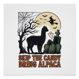 Pôster Camisa de Alpaca de Halloween Fofa Assustadora Vin