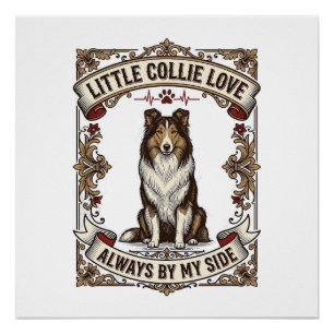 Pôster Camisa de Amante de Cão Collie com Citação de Grav