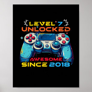 Poster Camisa de Aniversário de 7 Anos de Gamer Desbloque