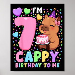Poster Camisa de Aniversário de Capivara 7 Menina Kawaii