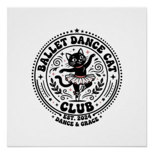Pôster Camisa de Arte de Gato Dançarino de Ballet - Dança