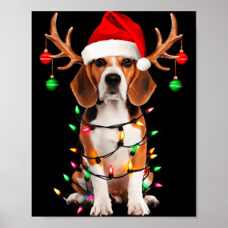 Poster Camisa de árvore de Natal Beagle Beagle Chapéu de
