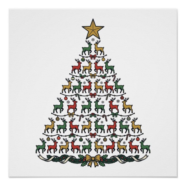 Pôster Camisa de árvore de Natal de rena com gravação vin (Frente)