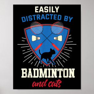 Poster Camisa de Badminton Gato Engraçado Amante do Badmi