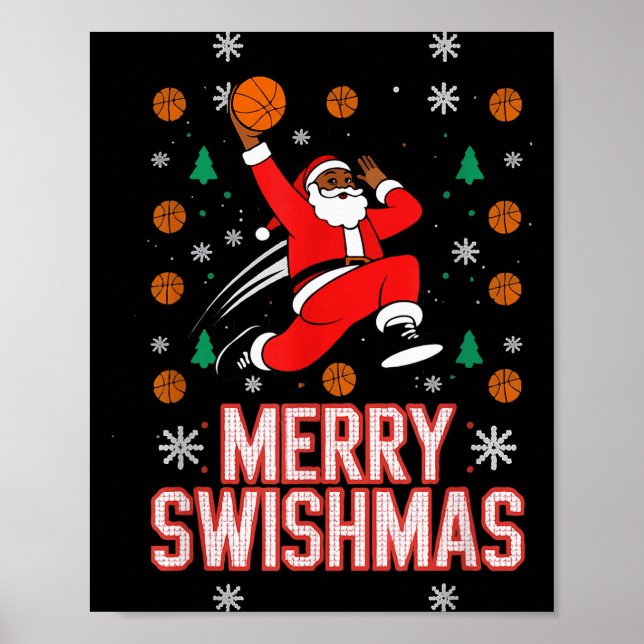 Poster Camisa de Basquete Meninos Pijamas de Natal Alegre (Frente)