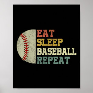 Poster Camisa de beisebol Comer Dormindo Baseball Repete