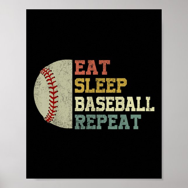 Poster Camisa de beisebol Comer Dormindo Baseball Repete  (Frente)