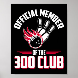 Poster Camisa de Boliche 300 Clube de 300 Membros Boliche