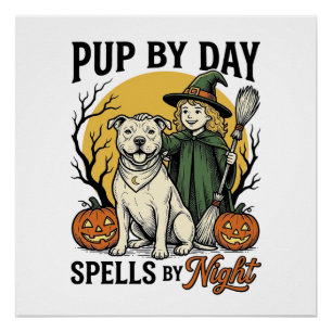 Pôster Camisa de Bruxa de Cachorro de Halloween Gravura V