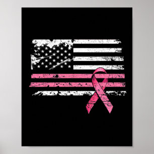 Poster Camisa de Câncer Bandeira Americana Conscientizaçã