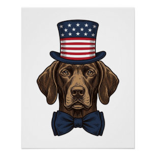 Pôster Camisa de Cão Patriota com Desenho de Gravura Vint
