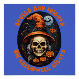 Pôster Camisa de Caveira Presentes de Halloween Hallo