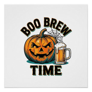 Pôster Camisa de Cerveja de Halloween Vintage Abóbora Par