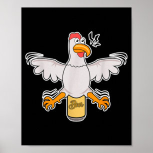 Poster Camisa de churrasco de frango com lata de cerveja