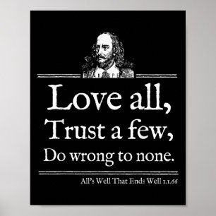 Poster Camisa de Citação de Shakespeare Amor Todo Teatro