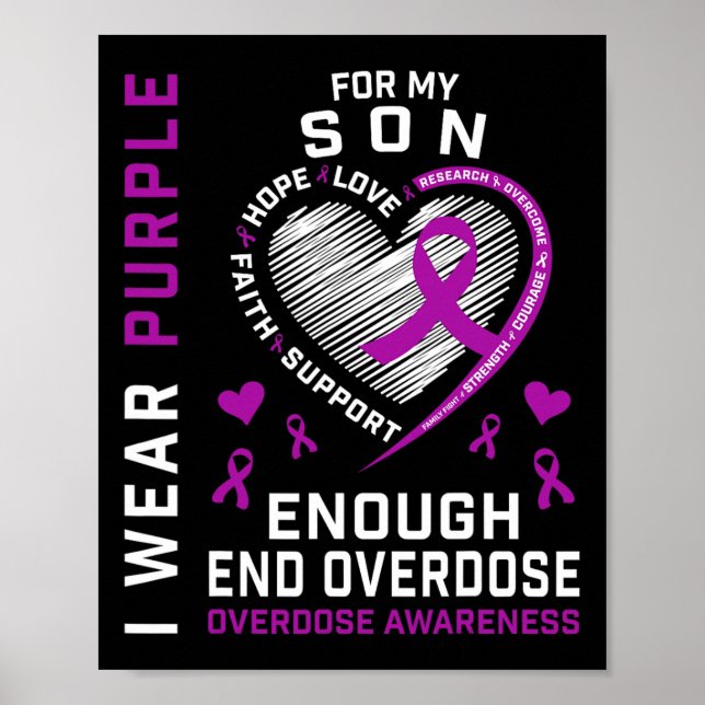 Poster Camisa de Conscientização do Fim do Overdose Roxo  (Frente)