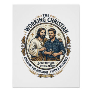 Pôster Camisa de Construção Jesus Gráfico Cristão_
