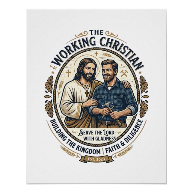 Pôster Camisa de Construção Jesus Gráfico Cristão_ (Frente)