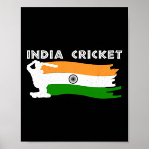 Poster Camisa de Críquete da Índia com Presente da Bandei