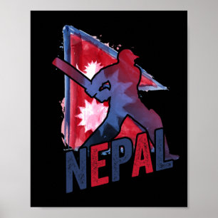 Poster Camisa de críquete do Nepal Bandeira nepalesa Adep