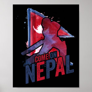 Poster Camisa de críquete do Nepal Bandeira nepalesa Adep