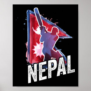 Poster Camisa de críquete do Nepal Bandeira nepalesa Adep