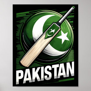 Poster Camisa de críquete do Paquistão Bandeira de críque