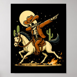 Poster Camisa De Dabbing Do Esqueleto Do Cowboy