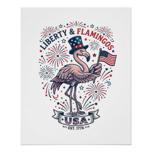 Pôster Camisa de desenho de gravura vintage de flamingo p