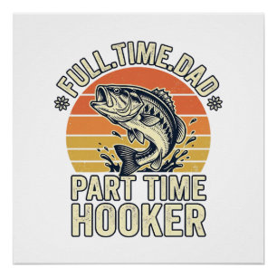 Pôster Camisa de design de pesca engraçada para pai vinta