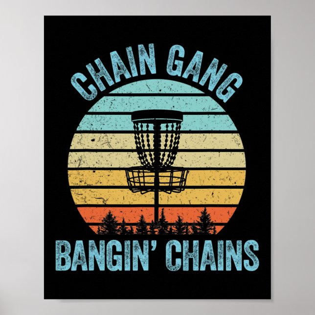 Poster Camisa de Disc Golf Engraçada Corrente Presente Re (Frente)
