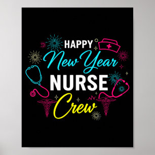 Poster Camisa de Enfermeira Ano Novo Feliz, Estetoscópio 