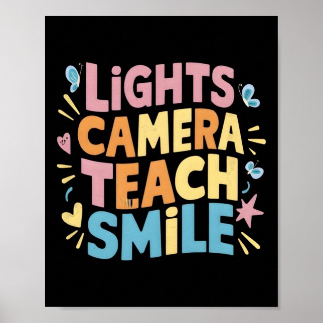 Poster Camisa de Ensino Sorriso Leve Câmera Diversão Volt (Frente)