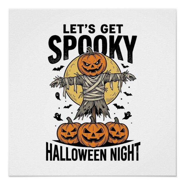 Pôster Camisa de Espantalho de Abóbora Gráfico de Hallowe (Frente)