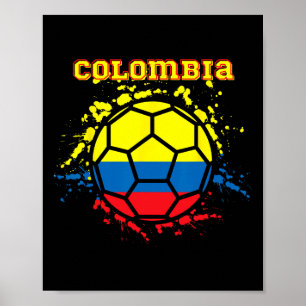 Poster Camisa de Fã de Futebol Bandeira Colombiana Colômb