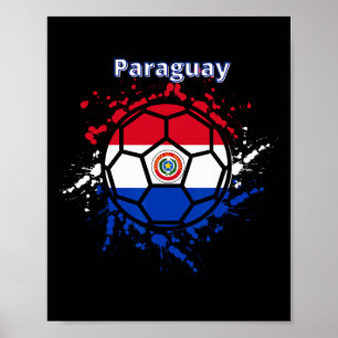 Poster Camisa de Fã de Futebol da Bandeira Paraguaia Fute