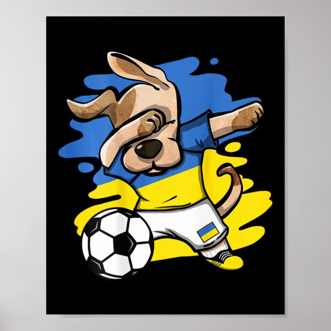 Poster Camisa de Fã de Futebol da Ucrânia com Cachorro Da (Frente)
