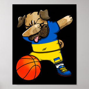 Poster Camisa de Fã de Pug Dabbing Ucrânia Esboço Ucrania