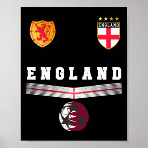 Poster Camisa de Fãs de Futebol da Inglaterra Bandeira In