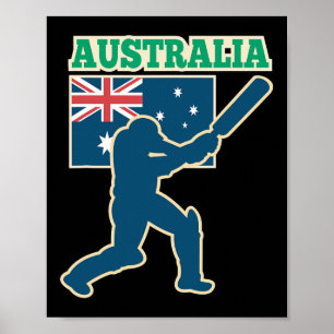 Poster Camisa de Fãs Internacionais de Críquete Australia