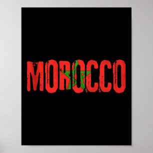 Poster Camisa de Futebol da Bandeira Marroquina Marrocos