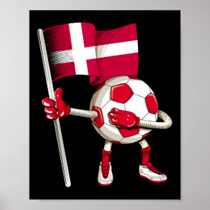 Poster Camisa de Futebol da Dinamarca Bandeira Dinamarque