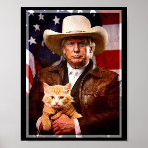 Poster Camisa de Gato Donald Trump Engraçado Cowboy Trump