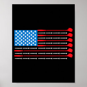 Poster Camisa de golfe patriótica - Bandeira dos EUA Golf