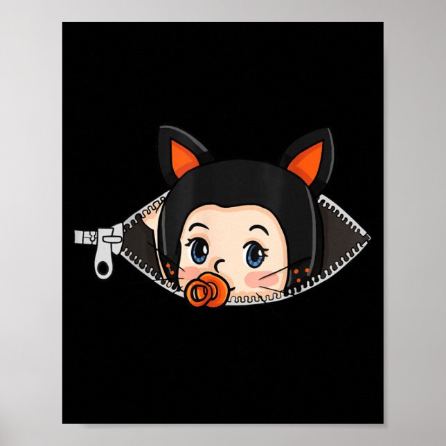 Poster Camisa de Gravidez de Halloween - Bebê com Orelhas (Frente)